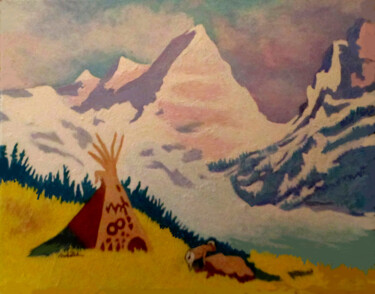 Painting titled "Mt Assiniboine" by Carolyn   A. Debnam, Original Artwork, Acrylic Mounted on Wood Stretcher frame