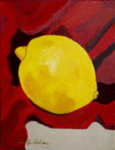 Painting titled "Lemon" by Carolyn   A. Debnam, Original Artwork, Acrylic Mounted on Wood Stretcher frame