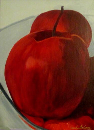 Painting titled "Apples" by Carolyn   A. Debnam, Original Artwork, Acrylic Mounted on Wood Stretcher frame
