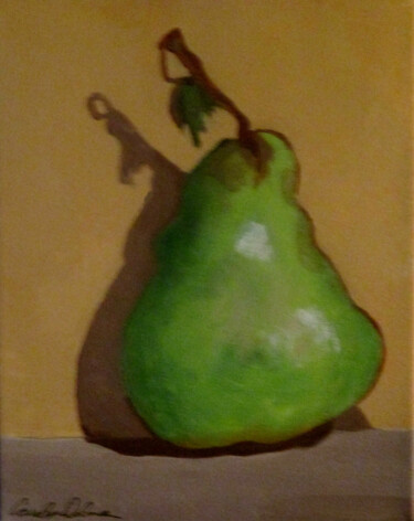 Painting titled "Pear" by Carolyn   A. Debnam, Original Artwork, Acrylic Mounted on Wood Stretcher frame