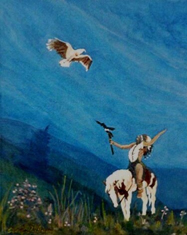Pittura intitolato "Sacred Eagle" da Carolyn   A. Debnam, Opera d'arte originale, Acrilico Montato su Telaio per barella in…