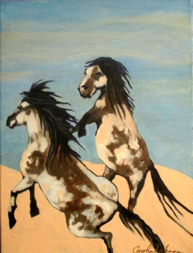 Painting titled "Andalusians" by Carolyn   A. Debnam, Original Artwork, Acrylic Mounted on Wood Stretcher frame