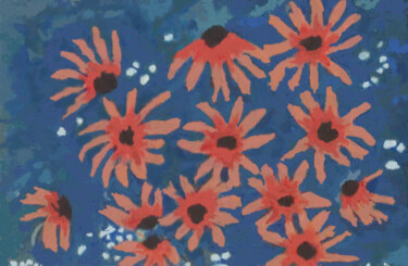 Painting titled "Daisies" by Carolyn   A. Debnam, Original Artwork, Acrylic Mounted on Wood Stretcher frame