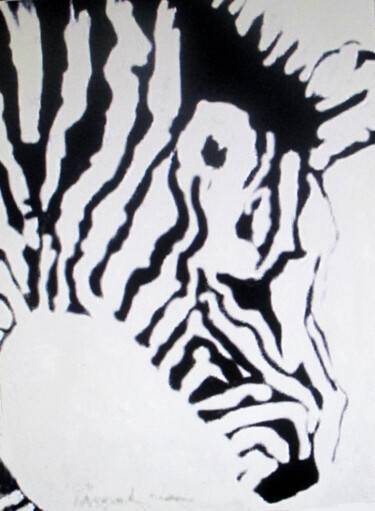 Painting titled "Zebra Colt" by Carolyn   A. Debnam, Original Artwork, Acrylic Mounted on Wood Stretcher frame