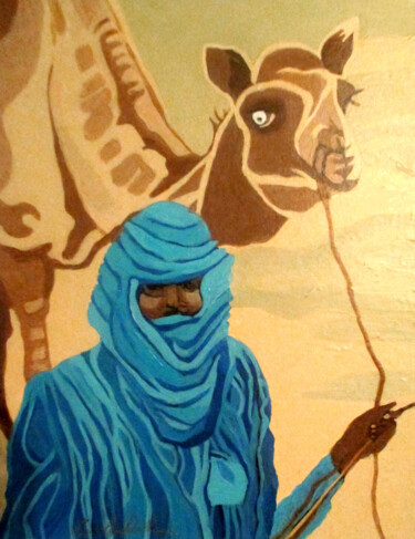 Painting titled "Tuareg" by Carolyn   A. Debnam, Original Artwork, Acrylic Mounted on Wood Stretcher frame