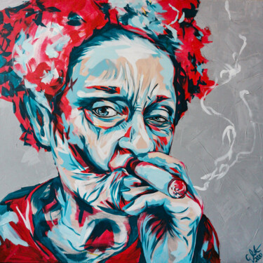 "Smoking Frieda K." başlıklı Tablo Carolyn Mielke (carographic) tarafından, Orijinal sanat, Akrilik Ahşap Sedye çerçevesi üz…