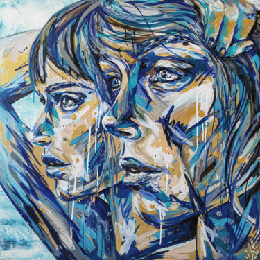 Malerei mit dem Titel "Azzurra + Livia" von Carolyn Mielke (carographic), Original-Kunstwerk, Acryl Auf Keilrahmen aus Holz…