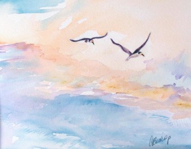 Painting titled "Flight" by Carolyn Bishop, Original Artwork, Oil