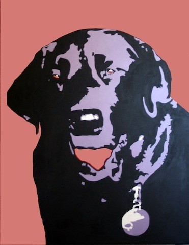 Painting titled "My Dog is Bigger th…" by Carol Lorac Young, Original Artwork, Oil