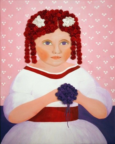 Painting titled "Rosebud" by Carol Lorac Young, Original Artwork, Oil