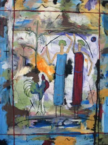 Peinture intitulée "Trio pour une vie (…" par Caron, Œuvre d'art originale