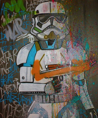 Malerei mit dem Titel "Stormtrooper" von Caronart, Original-Kunstwerk, Acryl