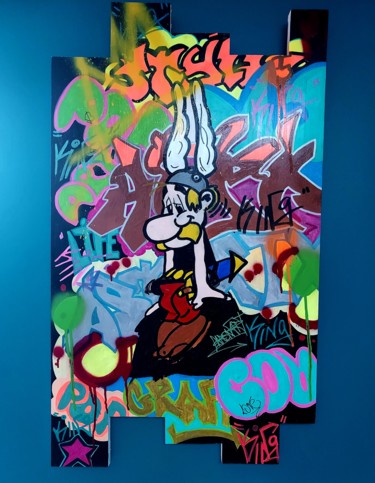 Malerei mit dem Titel "Street Art "Asterix…" von Caronart, Original-Kunstwerk, Acryl