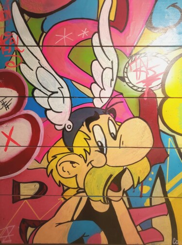 Peinture intitulée "Asterix Street" par Caronart, Œuvre d'art originale, Bombe aérosol