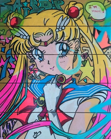 Картина под названием "Street art "Sailor"" - Caronart, Подлинное произведение искусства, Маркер
