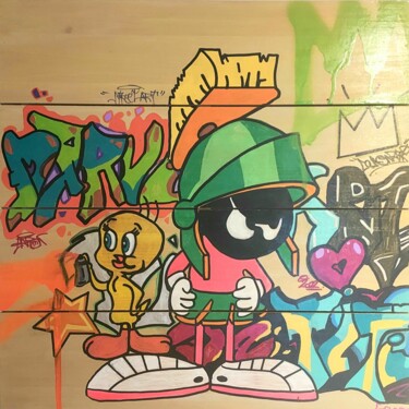 Peinture intitulée "Street art Looney T…" par Caronart, Œuvre d'art originale, Marqueur