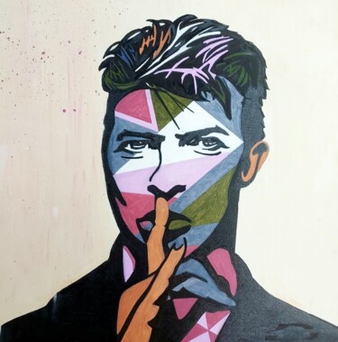 Ζωγραφική με τίτλο "Pop Art Bowie 2022" από Caronart, Αυθεντικά έργα τέχνης, Ακρυλικό