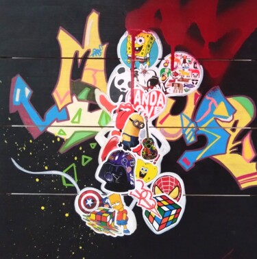 Painting titled "Street art "the Mou…" by Caronart, Original Artwork, Acrylic