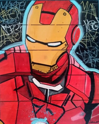 Painting titled "Street art "Iron Ma…" by Caronart, Original Artwork, Acrylic