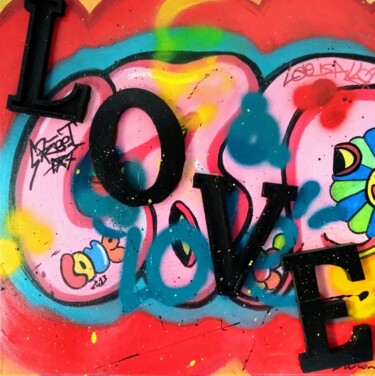 Schilderij getiteld "Street art "Love"" door Caronart, Origineel Kunstwerk, Graffiti