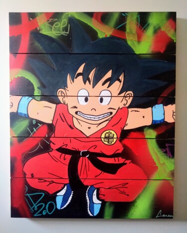 Painting titled "Street art Kid Goku" by Caronart, Original Artwork, Acrylic