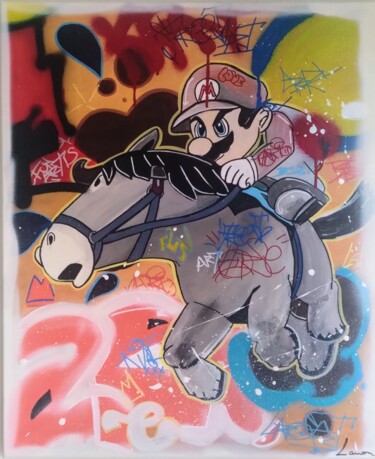 Painting titled "Street art "Riding…" by Caronart, Original Artwork, Spray paint