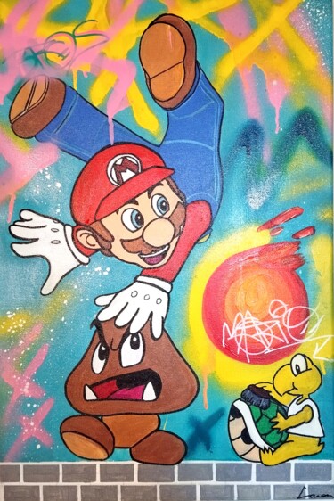 Картина под названием "Street art Mario's…" - Caronart, Подлинное произведение искусства, Акрил