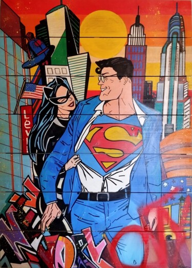 Peinture intitulée "New York Heroes" par Caronart, Œuvre d'art originale, Acrylique