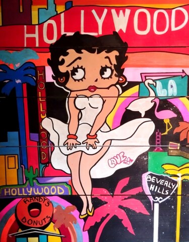 Pittura intitolato "Pop art "Hollywood"" da Caronart, Opera d'arte originale, Pennarello