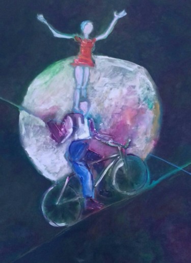 Peinture intitulée "equilibre lunaire" par Caropeu, Œuvre d'art originale