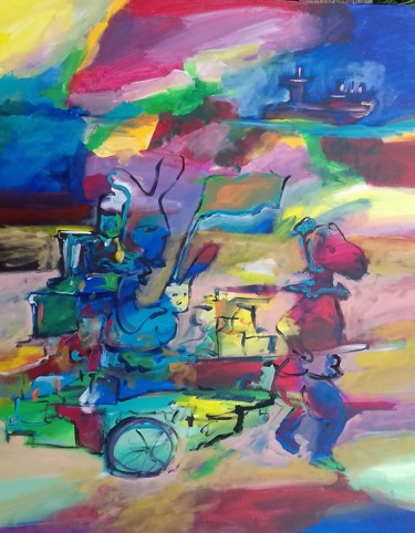 Peinture intitulée "La carriole des rêv…" par Caropeu, Œuvre d'art originale