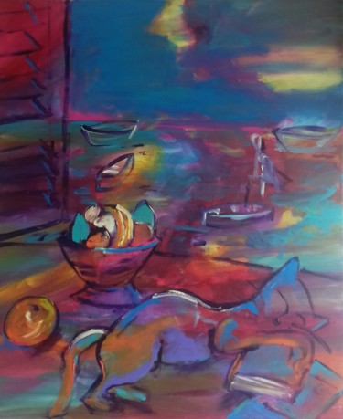 Painting titled "Vacances" by Caropeu, Original Artwork