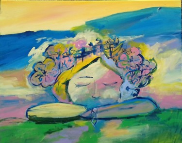 Peinture intitulée "sereine au doleil" par Caropeu, Œuvre d'art originale