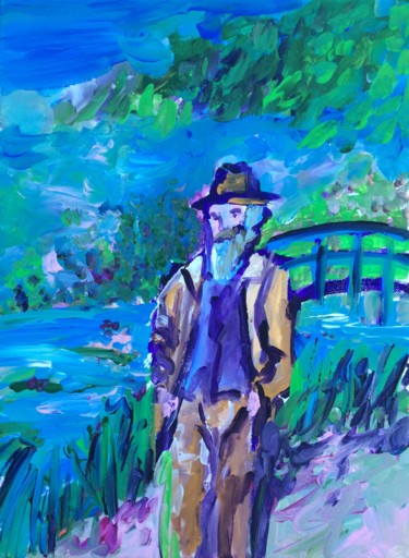 Peinture intitulée "Claude Monet au jar…" par Caropeu, Œuvre d'art originale, Acrylique