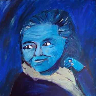 Peinture intitulée "Bleu Yourcenar Marg…" par Caropeu, Œuvre d'art originale, Acrylique