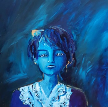 Peinture intitulée "Bleu Camille Claudel" par Caropeu, Œuvre d'art originale, Acrylique