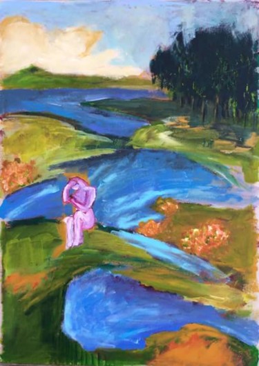 Peinture intitulée "Au bord de la riviè…" par Caropeu, Œuvre d'art originale, Acrylique