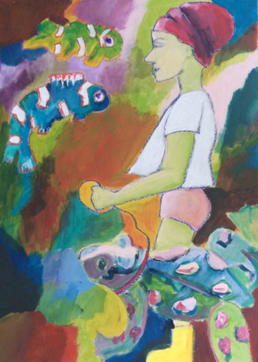 Le grand bain Peinture intitulée "Le grand bain" par Caropeu, Œuvre d'art originale