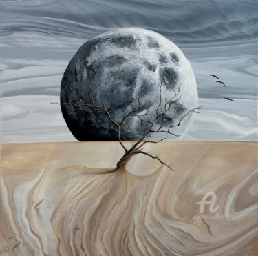 Pintura titulada "Talking to the moon" por Caropour, Obra de arte original, Acrílico