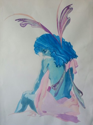 Malerei mit dem Titel "steff" von Stefania Carrano, Original-Kunstwerk, Aquarell