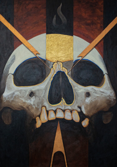 Painting titled "Skullusion VII" by Carraux, Original Artwork, Acrylic Mounted on Wood Stretcher frame