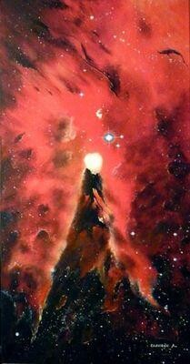 Peinture intitulée "Etude de la Nebuleu…" par Carreno Antonio" Le Peintre Des Étoiles", Œuvre d'art originale, Acrylique