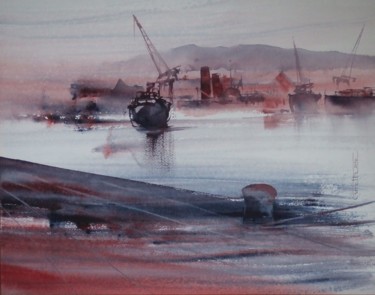 Peinture intitulée "Port de Sète" par Claude Carretta, Œuvre d'art originale, Aquarelle