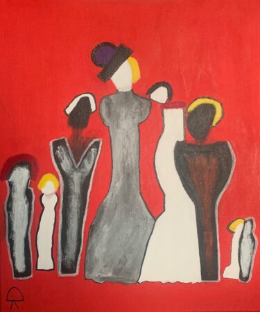 Malerei mit dem Titel "SOCIETY" von Carri Konttinen, Original-Kunstwerk, Acryl