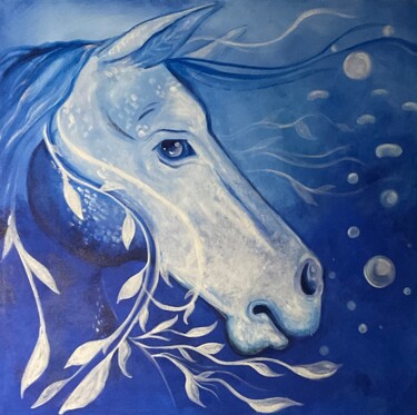 Картина под названием "Kelpie the Water Ho…" - Carrie Correa, Подлинное произведение искусства, Акрил