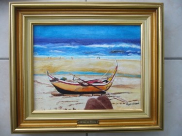 Painting titled "Bateau de pêche" by Carro, Original Artwork, Oil