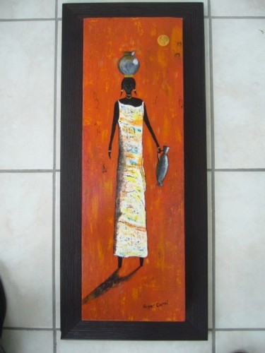 Peinture intitulée "porteuse d'eau(femm…" par Carro, Œuvre d'art originale, Huile
