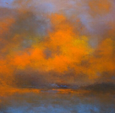Painting titled "Burning Clouds" by Carry Van Delft, Original Artwork, Acrylic
