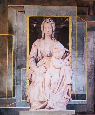 Pittura intitolato "madonna con bambino…" da Cartasso, Opera d'arte originale, Acrilico