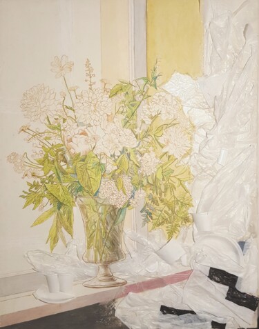 Schilderij getiteld "still life (flowers…" door Cartasso, Origineel Kunstwerk, Olie